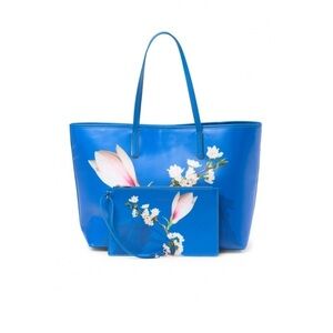 Ted Baker COATED TOTE BAG IN HARMONY FLORAL - BLUE